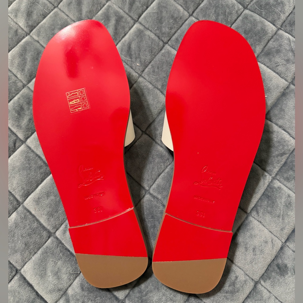 Christian Louboutin White Leather Mule / Slide Sandals - Picture 6 of 7